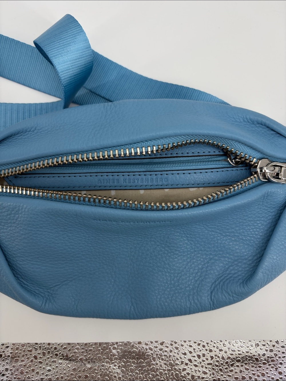 Aimee Kestenberg Milan Leather Bum Belt or Crossbody Bag Blue -Adjustable Strap - Picture 4 of 7